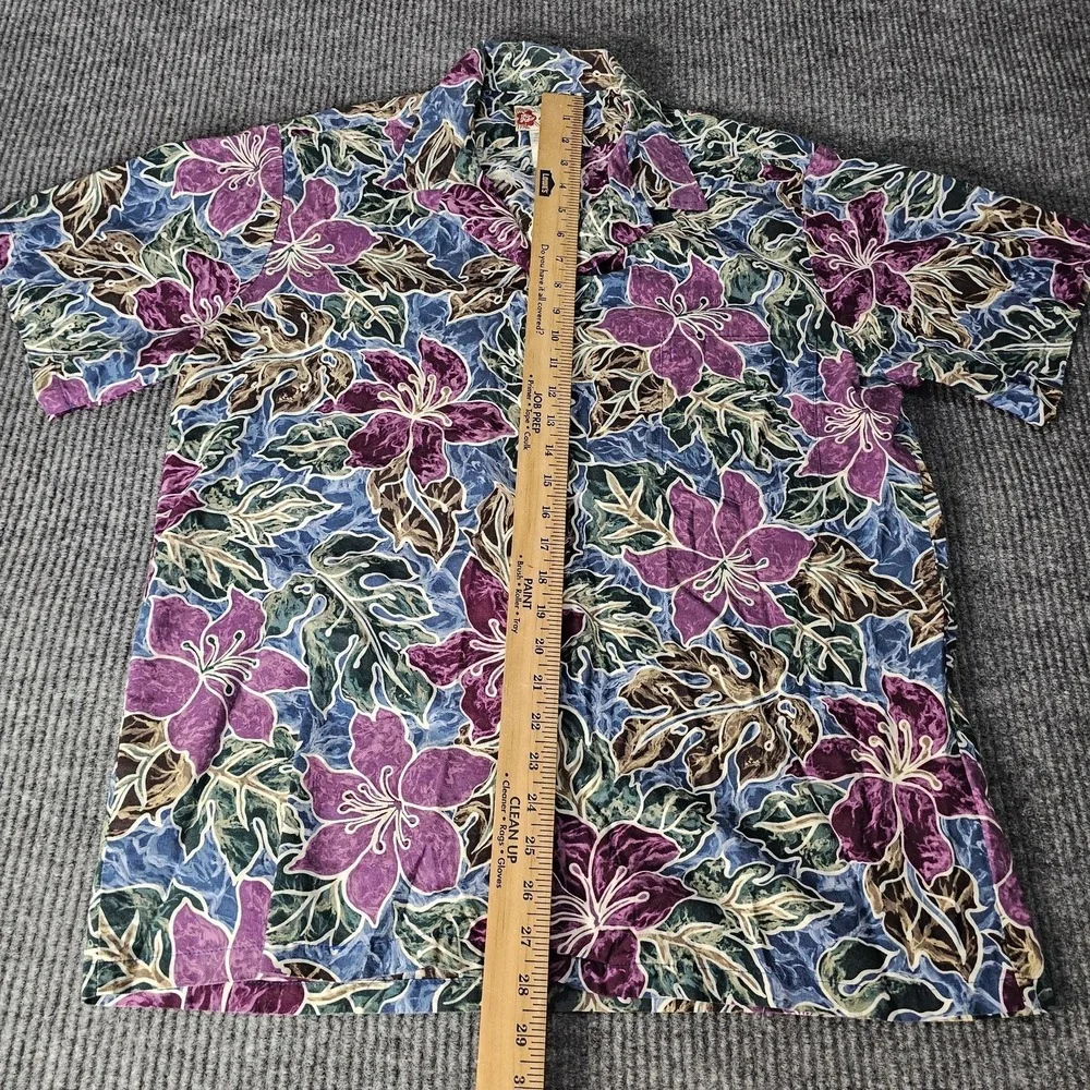 Hilo Hattie Shirt Mens Large Multicolor Hawaiian Floral Aloha Button Front - Picture 5 of 10
